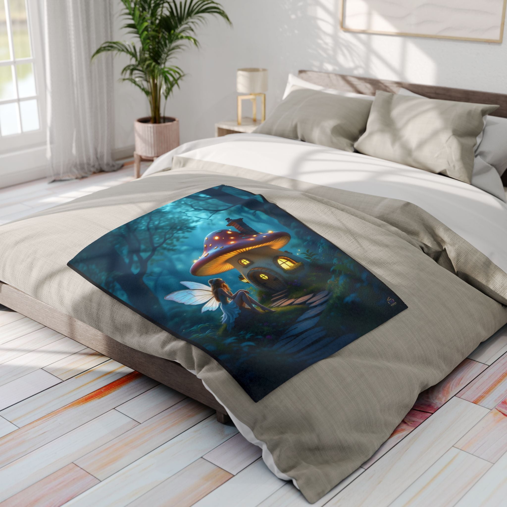 Enchanted Forest Fairy and Toadstool – Fleece Blanket