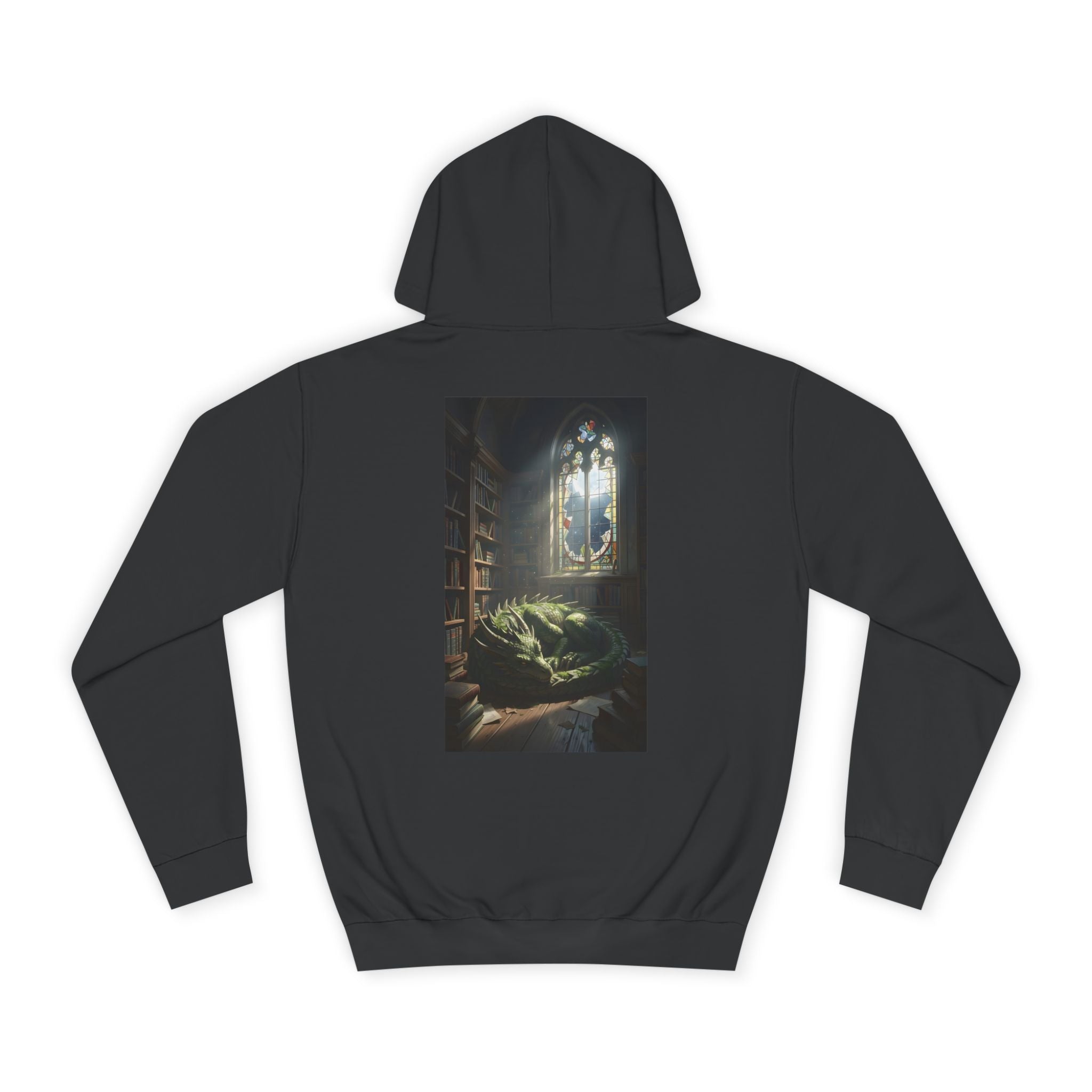 Sleeping Dragon in a Library – Back Print Hoodie