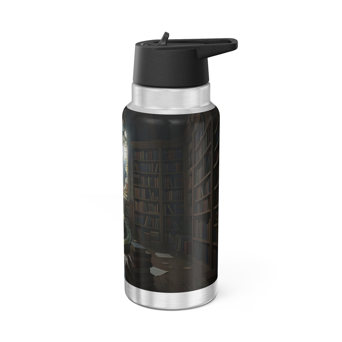 Sleeping Dragon in a Library – 32oz Water Bottle