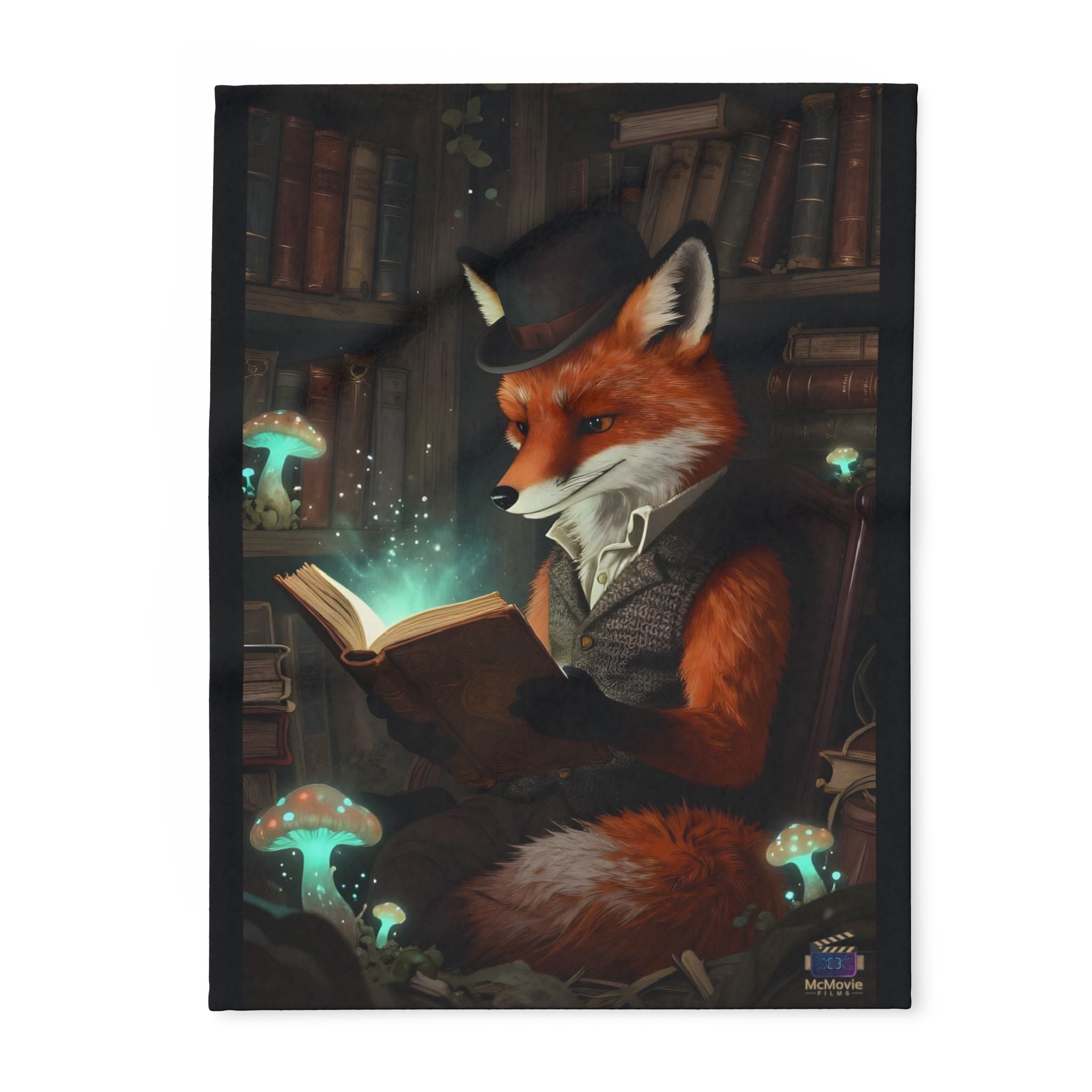 Fox Reading a Book – Fleece Blanket