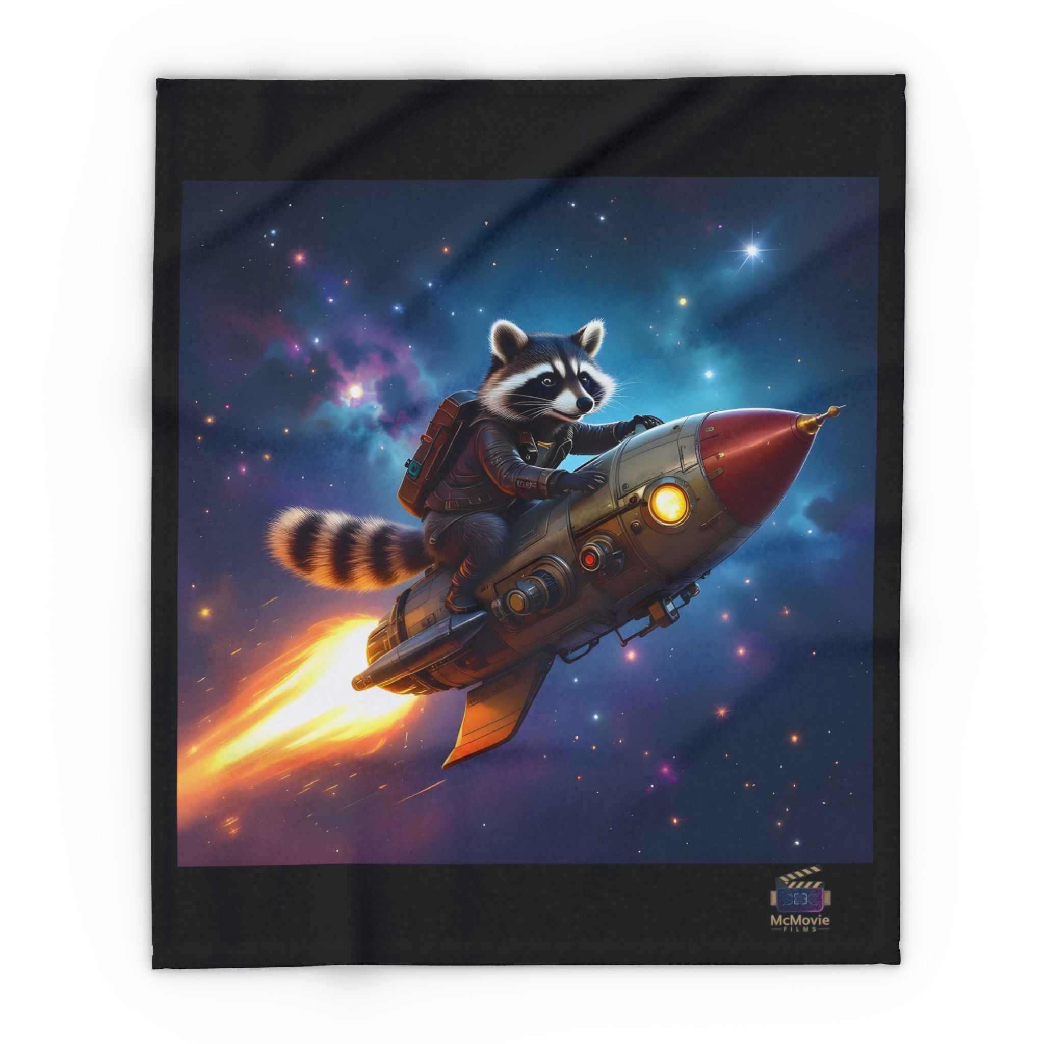 Raccoon on a Rocket – Fleece Blanket