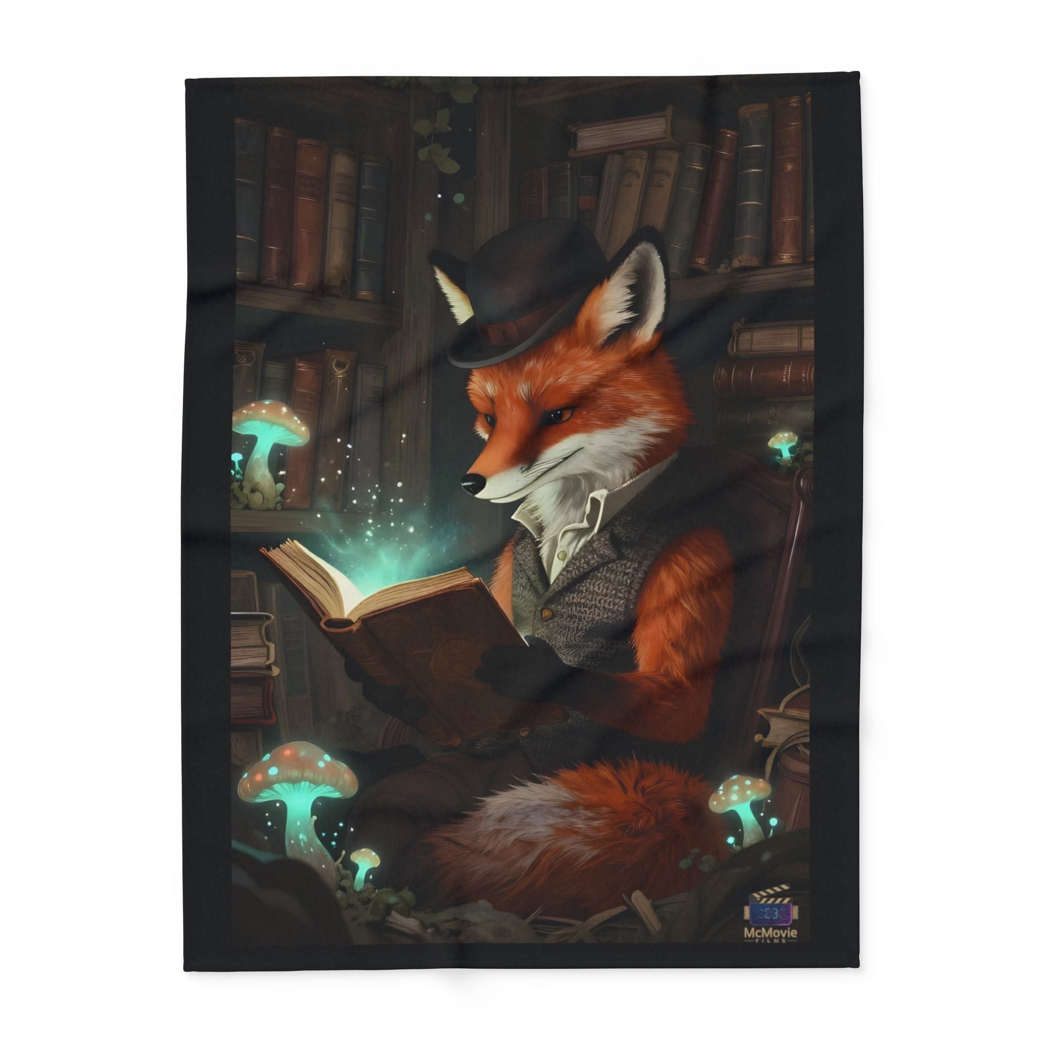 Fox Reading a Book – Fleece Blanket