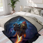 Raccoon on a Rocket – Fleece Blanket