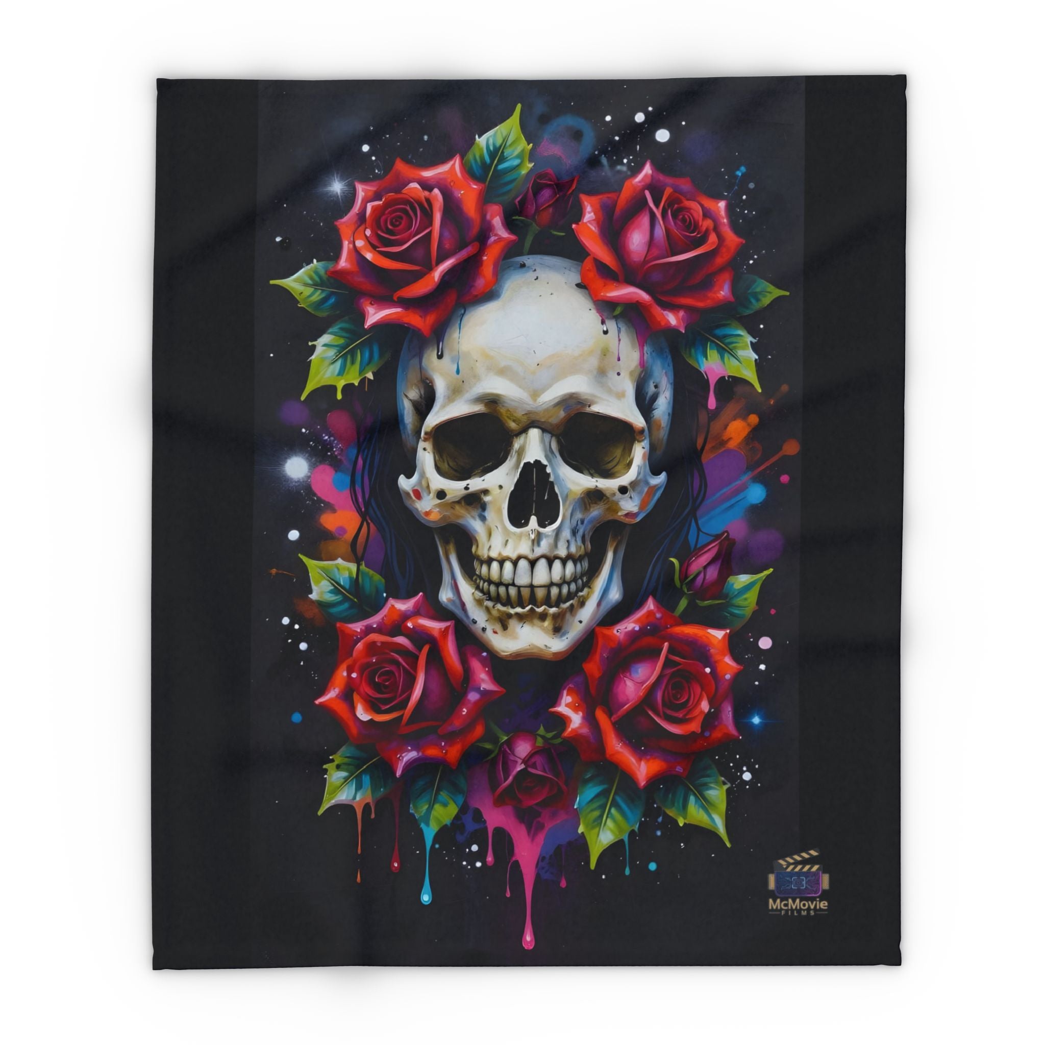 Skull and Roses – Fleece Blanket