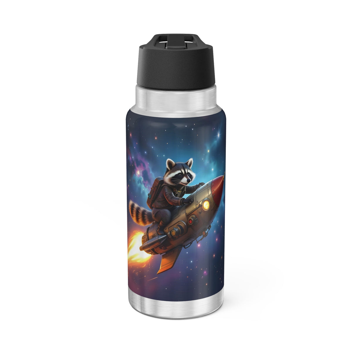 Raccoon on a Rocket – 32oz Water Bottle