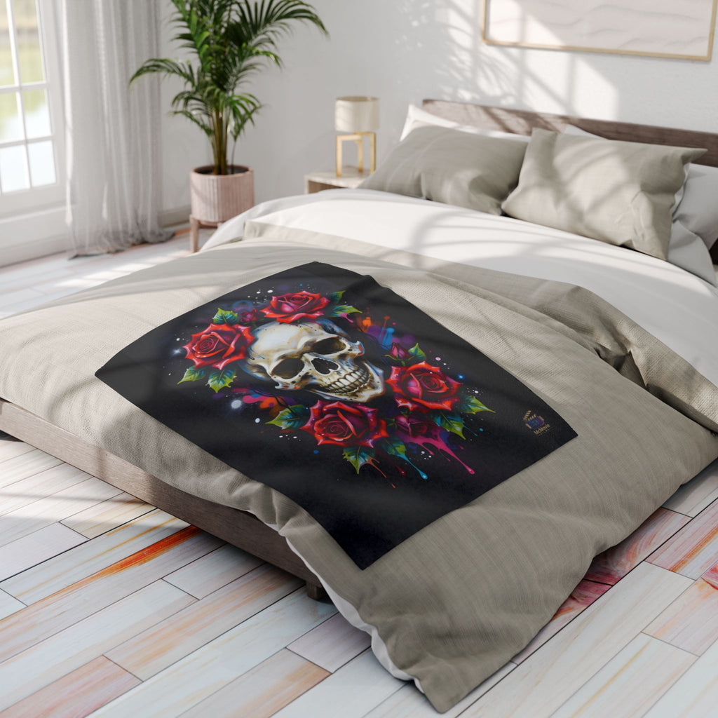 Skull and Roses – Fleece Blanket