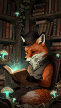 Fox Reading a Book – Vinyl Sticker – 3.75" by 7.5"