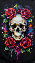 Skull and Roses – Vinyl Sticker – 3.75" by 7.5"