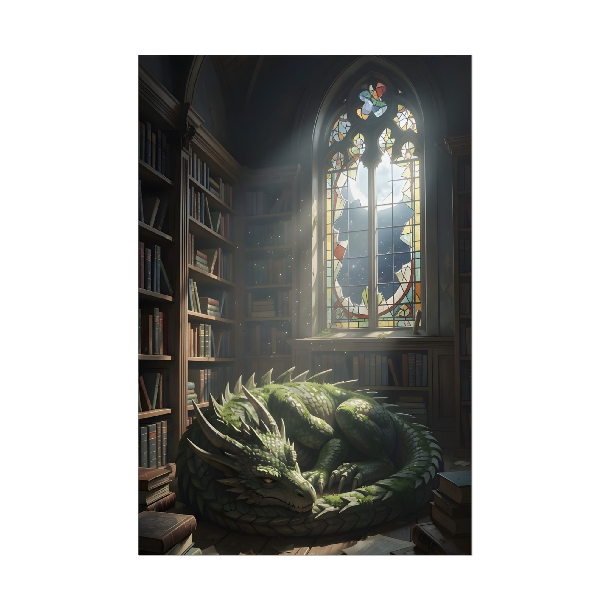 Sleeping Dragon in a Library – Poster