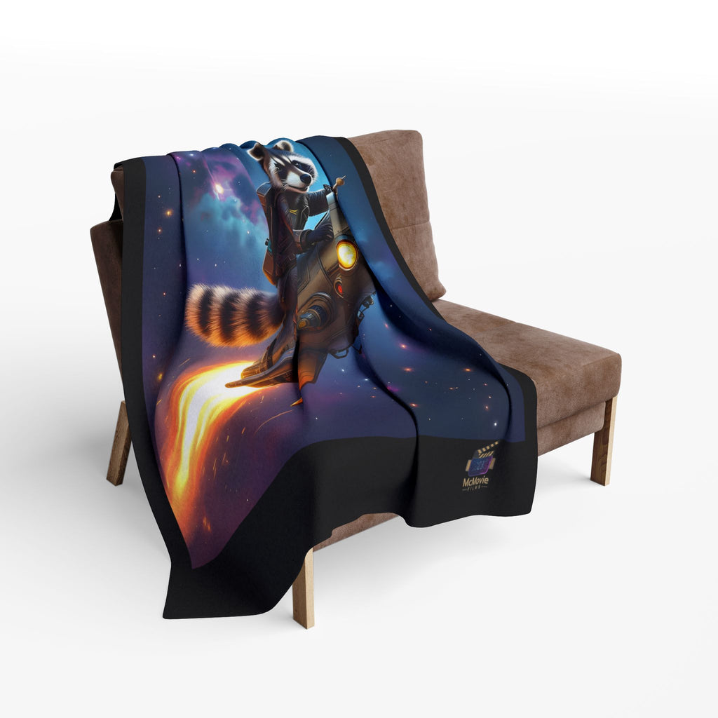 Raccoon on a Rocket – Fleece Blanket