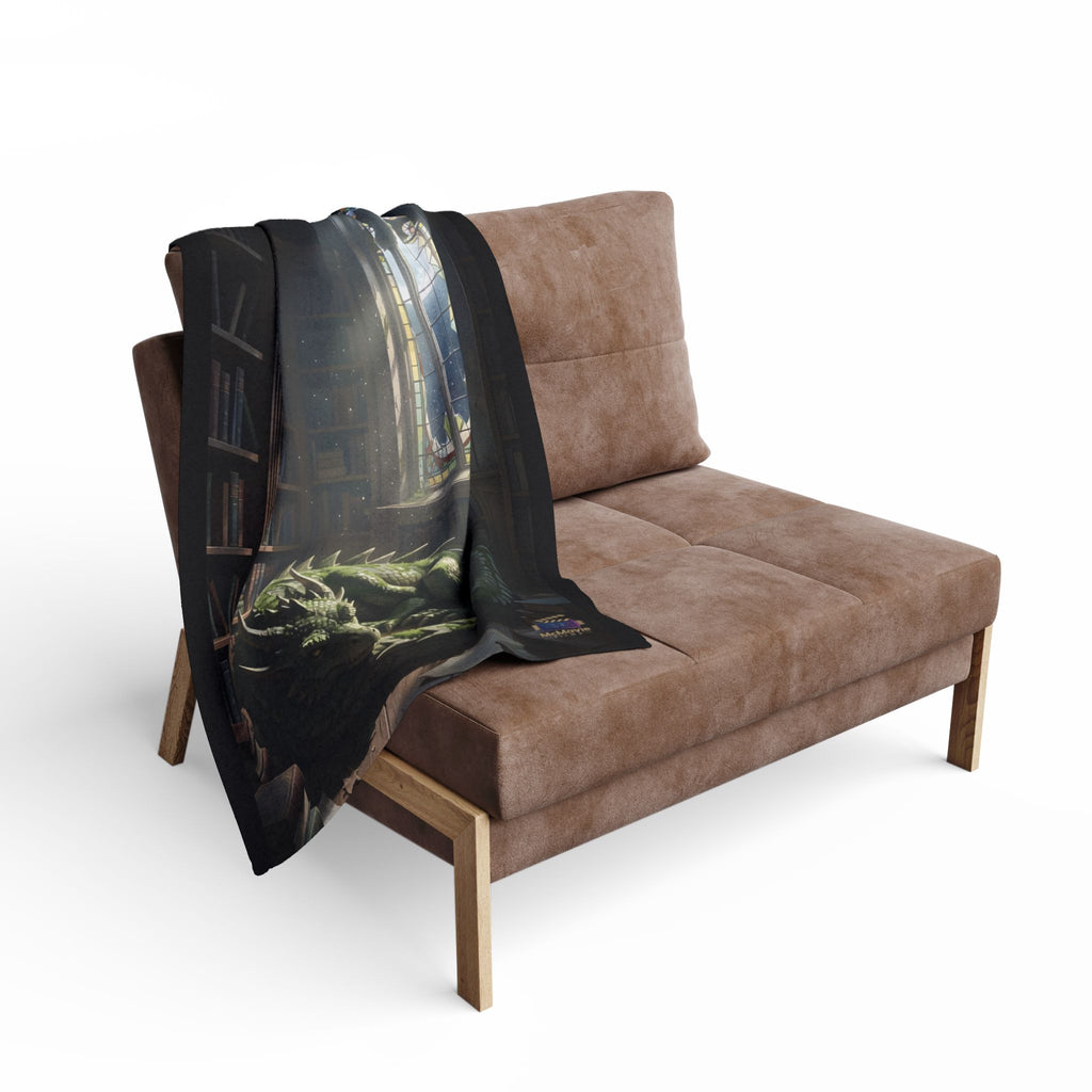 Sleeping Dragon in a Library – Fleece Blanket