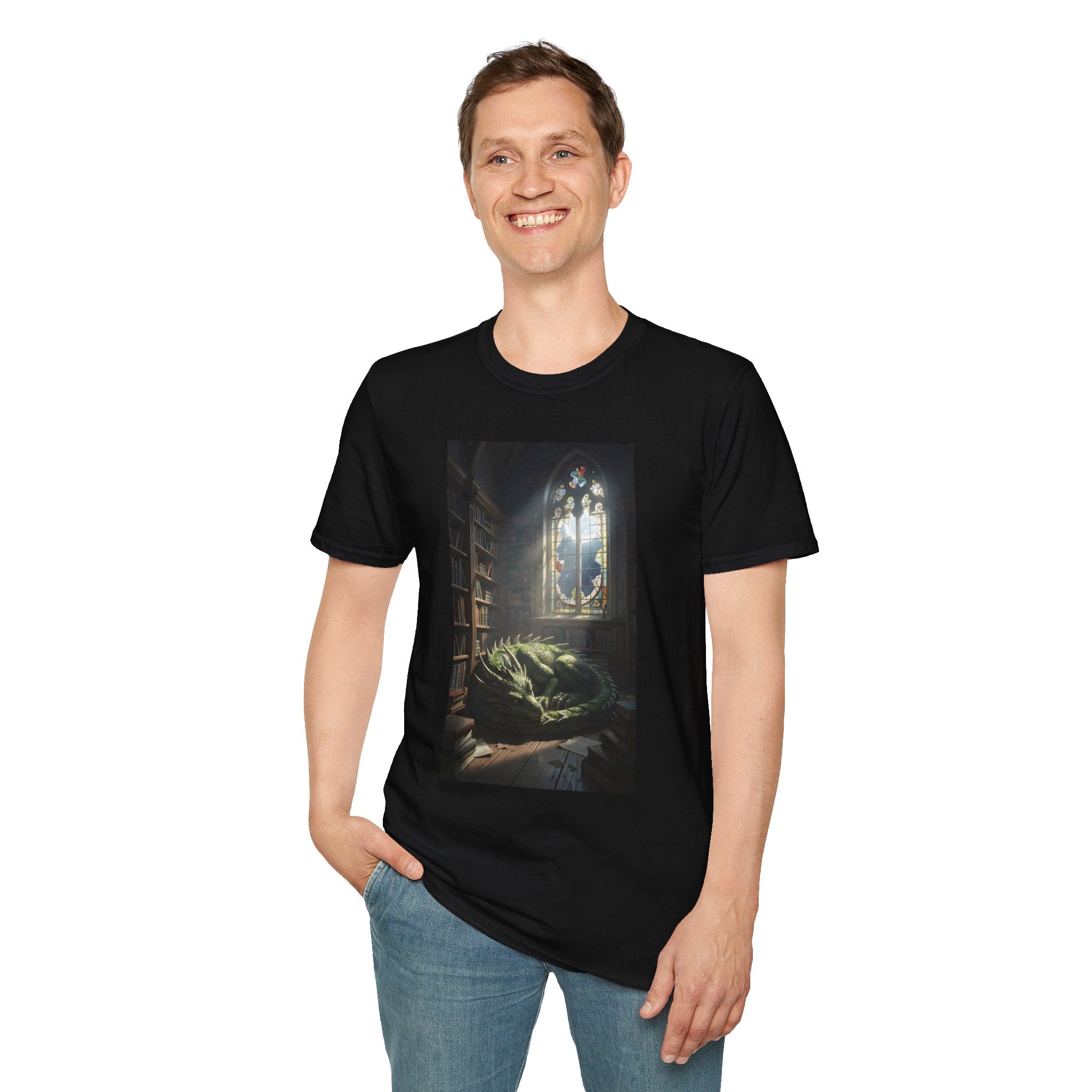 Dragon Sleeping in a Library – T-shirt