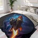Raccoon on a Rocket – Fleece Blanket