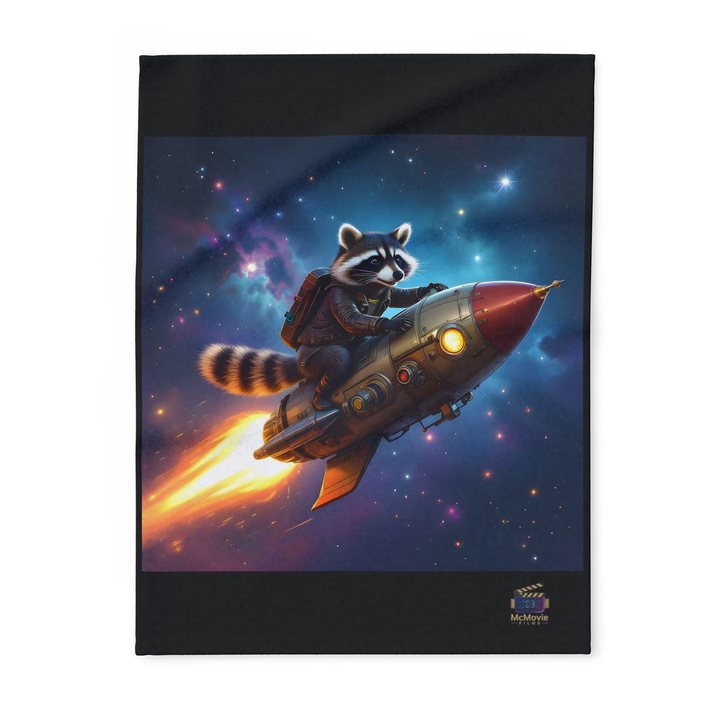 Raccoon on a Rocket – Fleece Blanket