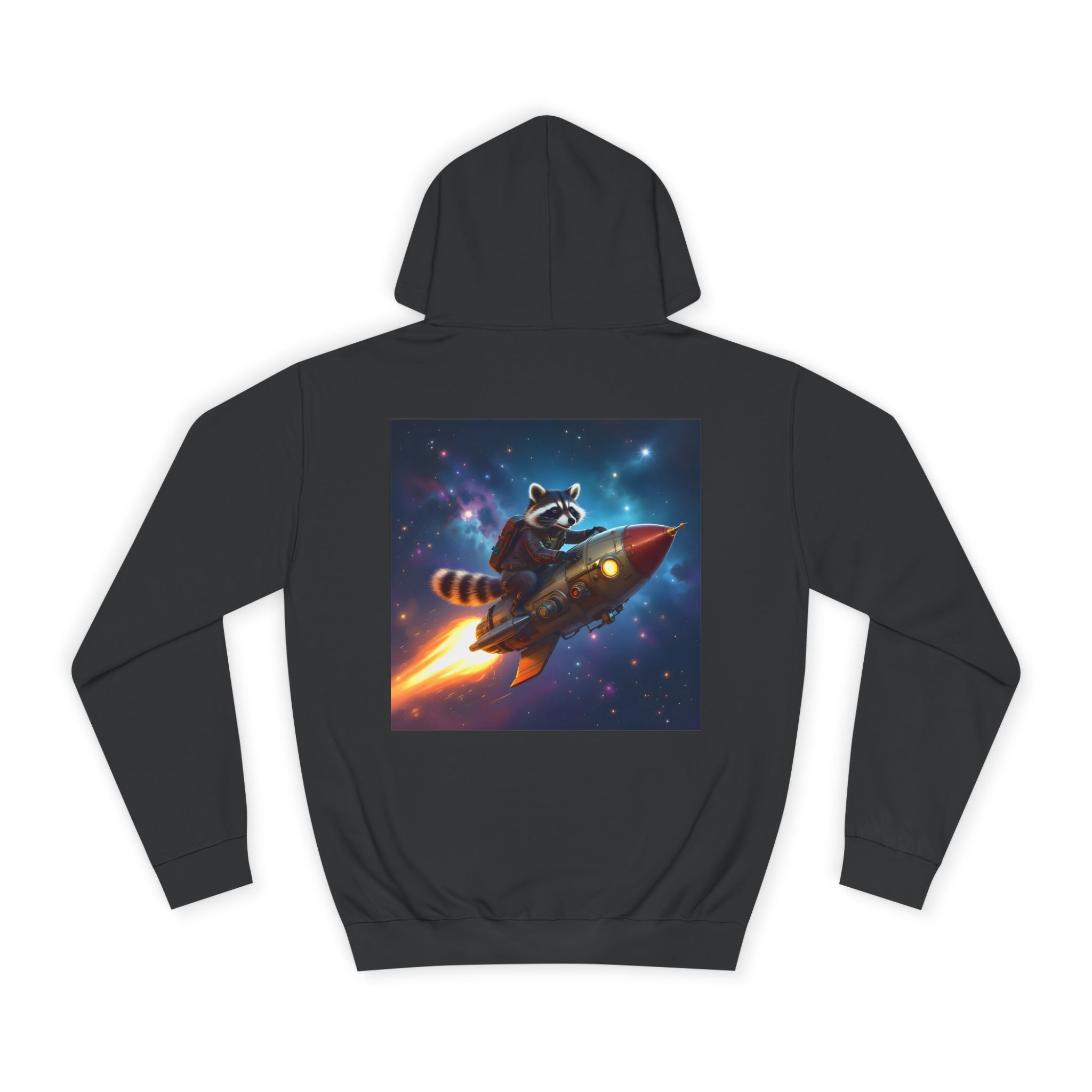 Raccoon on a Rocket – Back Print Hoodie