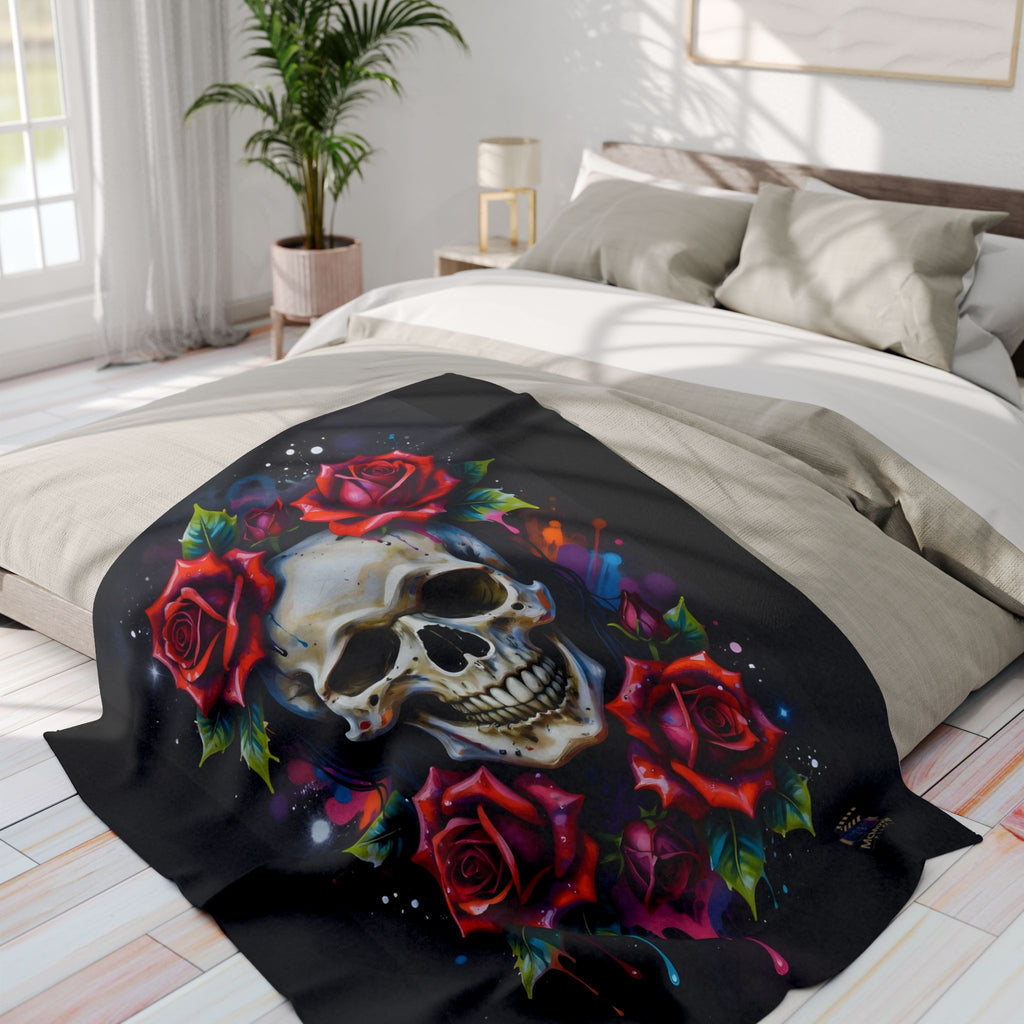 Skull and Roses – Fleece Blanket