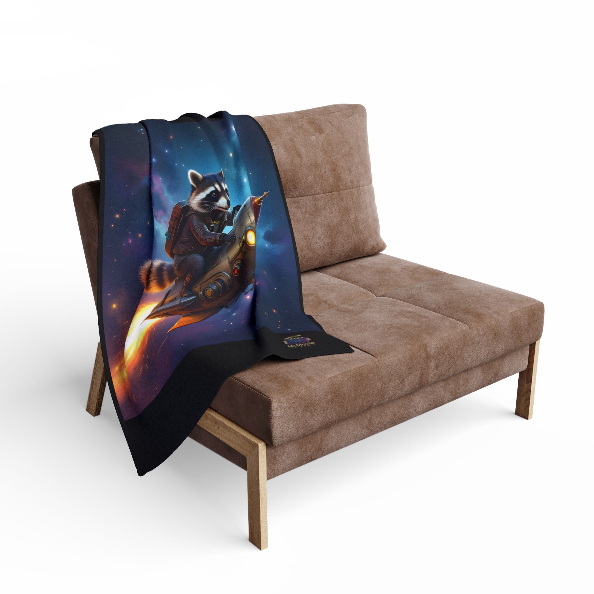 Raccoon on a Rocket – Fleece Blanket