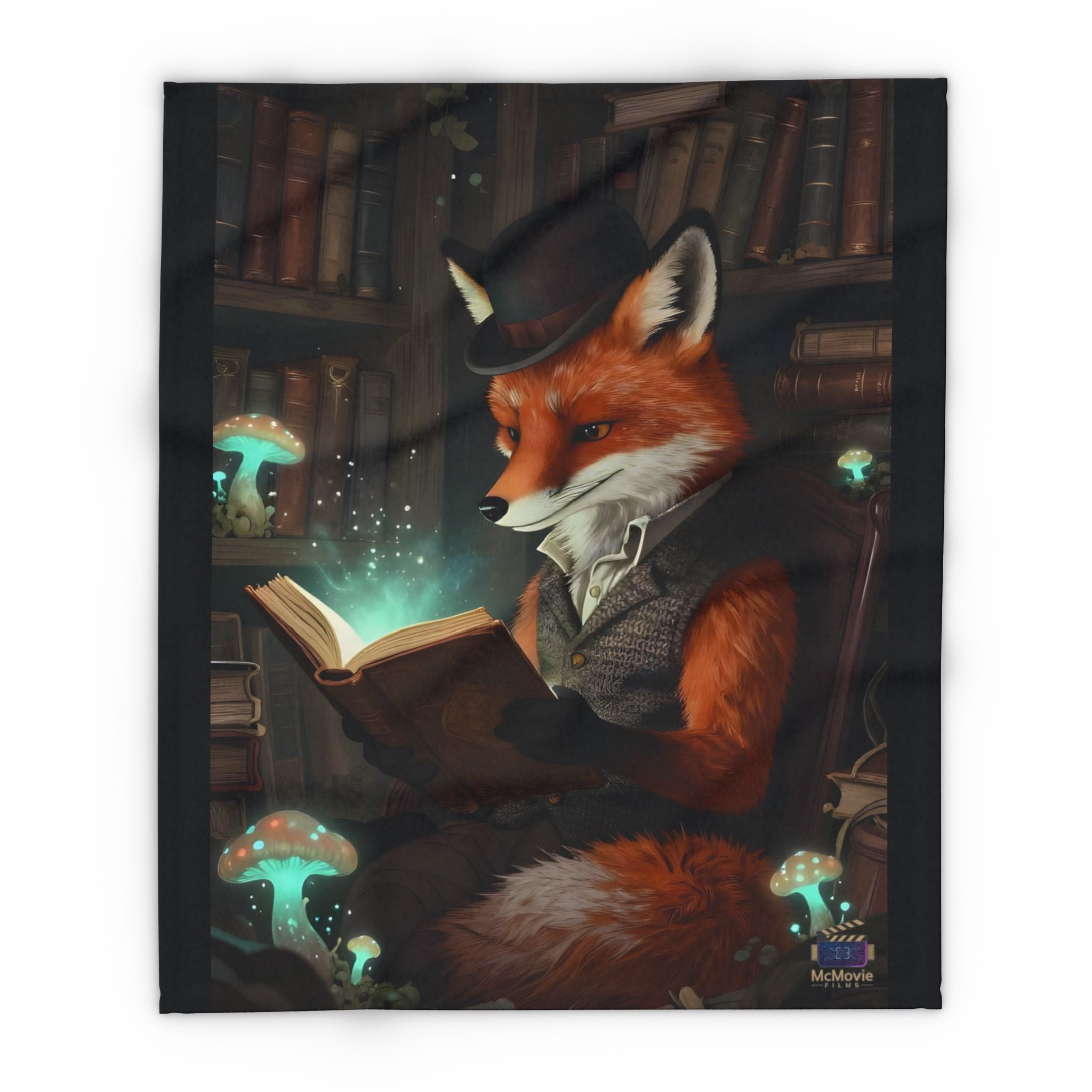Fox Reading a Book – Fleece Blanket