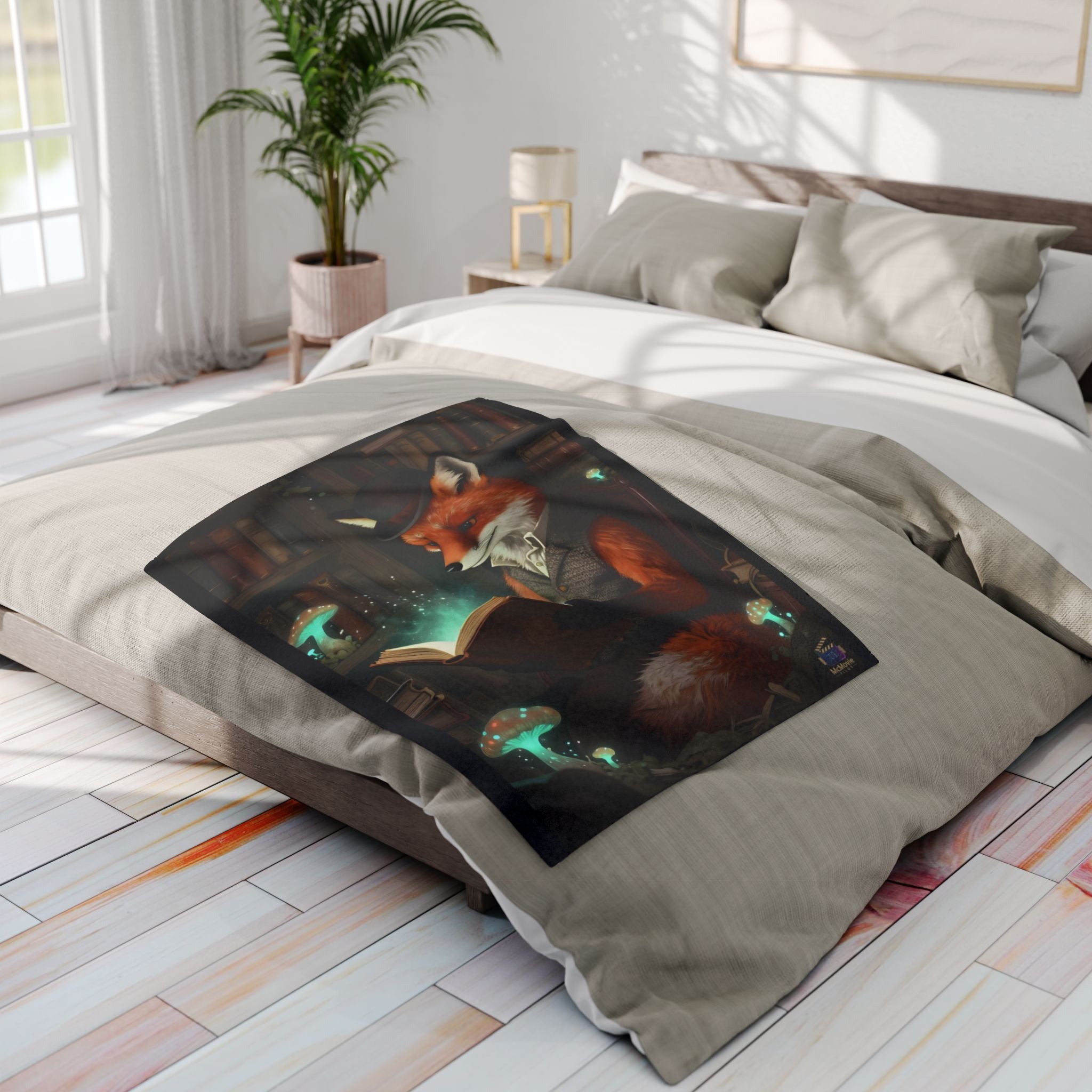 Fox Reading a Book – Fleece Blanket